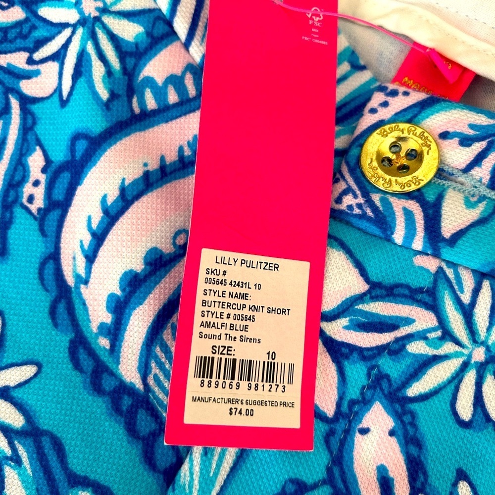 NWT Lilly Pulitzer Buttercup Shorts Amalfi Blue‎ size 10 - Picture 4 of 8